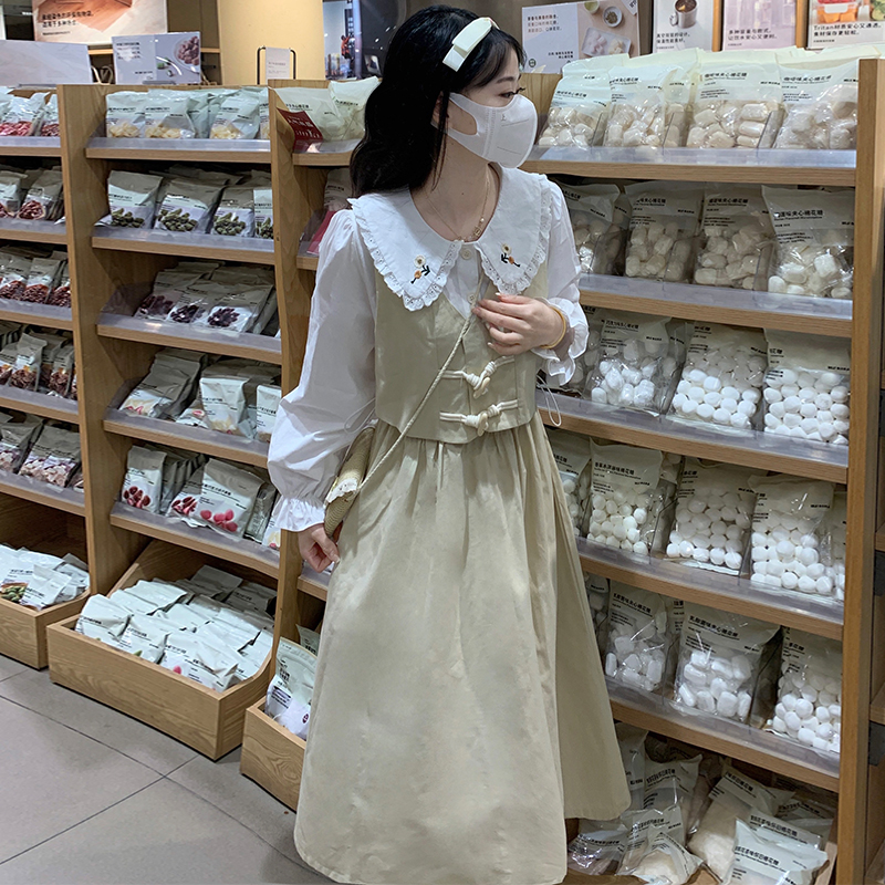 Korean Sweet Doll Collar Preppy Slimming Ladylike Dress - Image 2