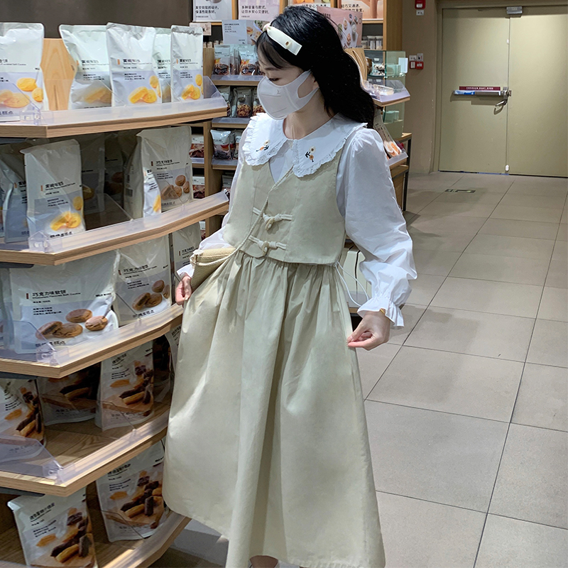 Korean Sweet Doll Collar Preppy Slimming Ladylike Dress - Image 3
