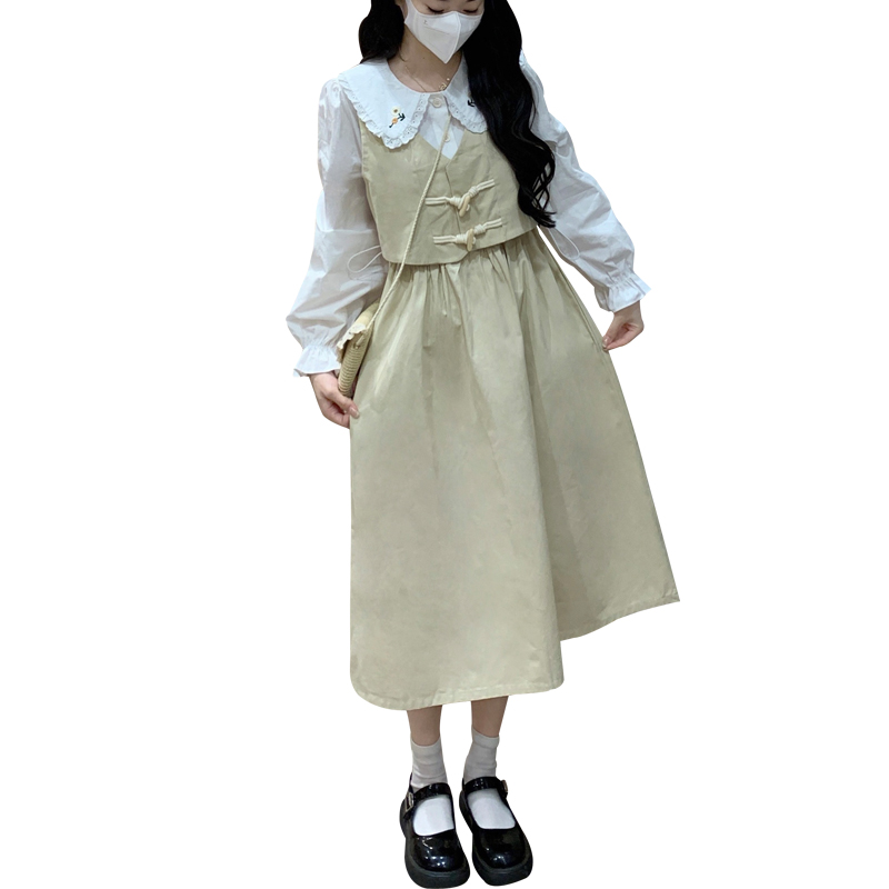Korean Sweet Doll Collar Preppy Slimming Ladylike Dress - Image 5