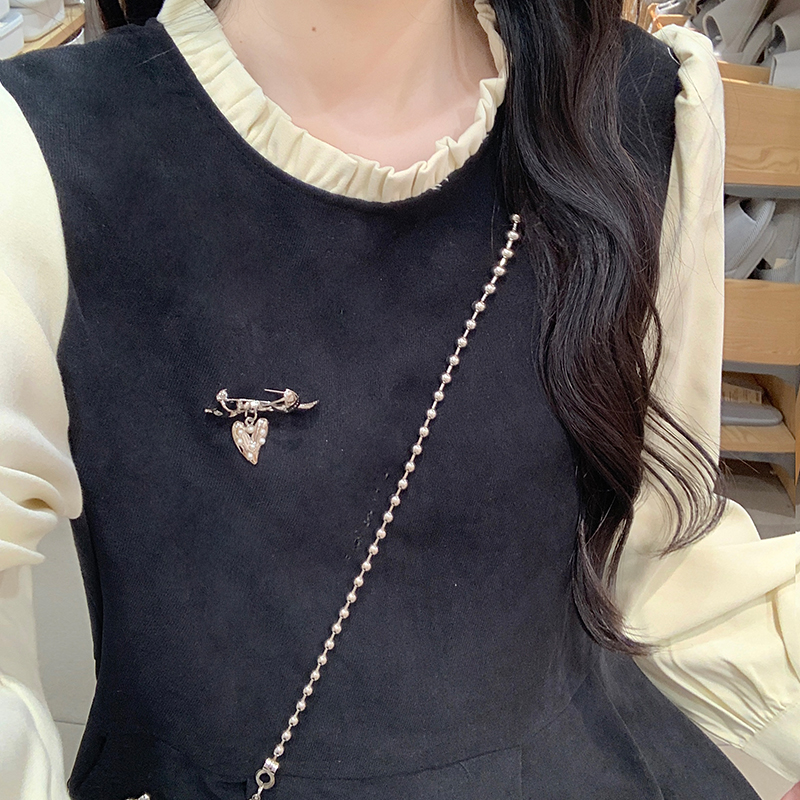 French Hepburn Style Black Long Sleeve Dress for Petite Women