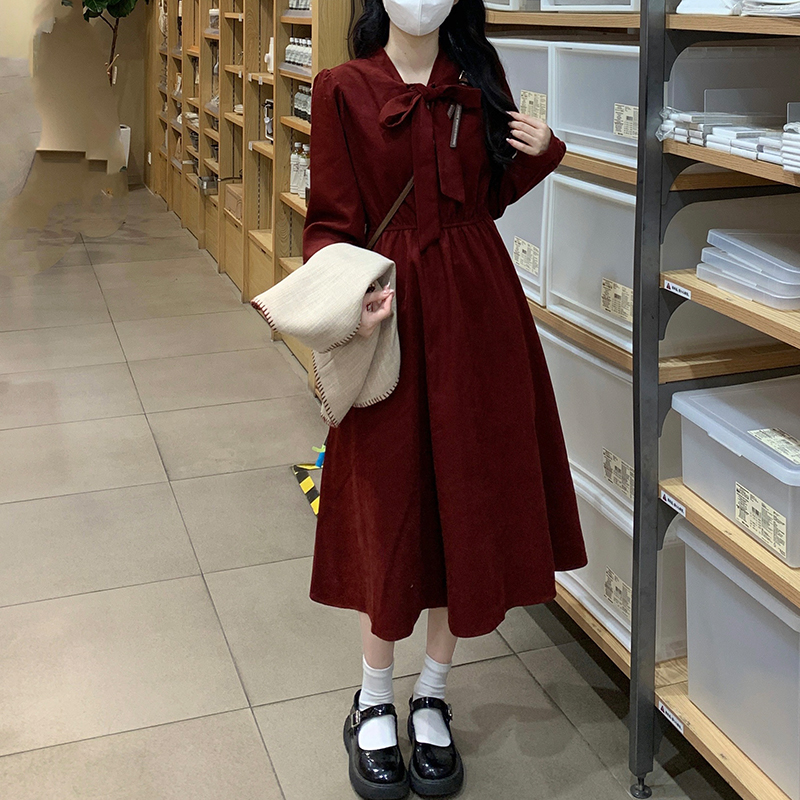 Red Dress and Vest Set with Doll Collar and Bow - Image 4
