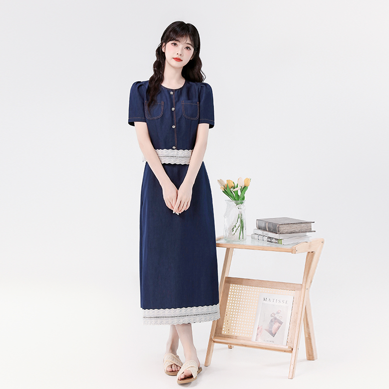Women's Tencel Denim Two-Piece Skirt Set with Short Jacket Summer 2026 - Image 2
