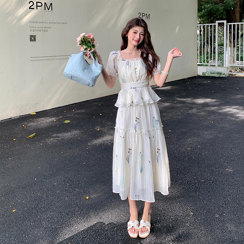 Apricot Embroidered Two-Piece Summer Vacation Set for Women