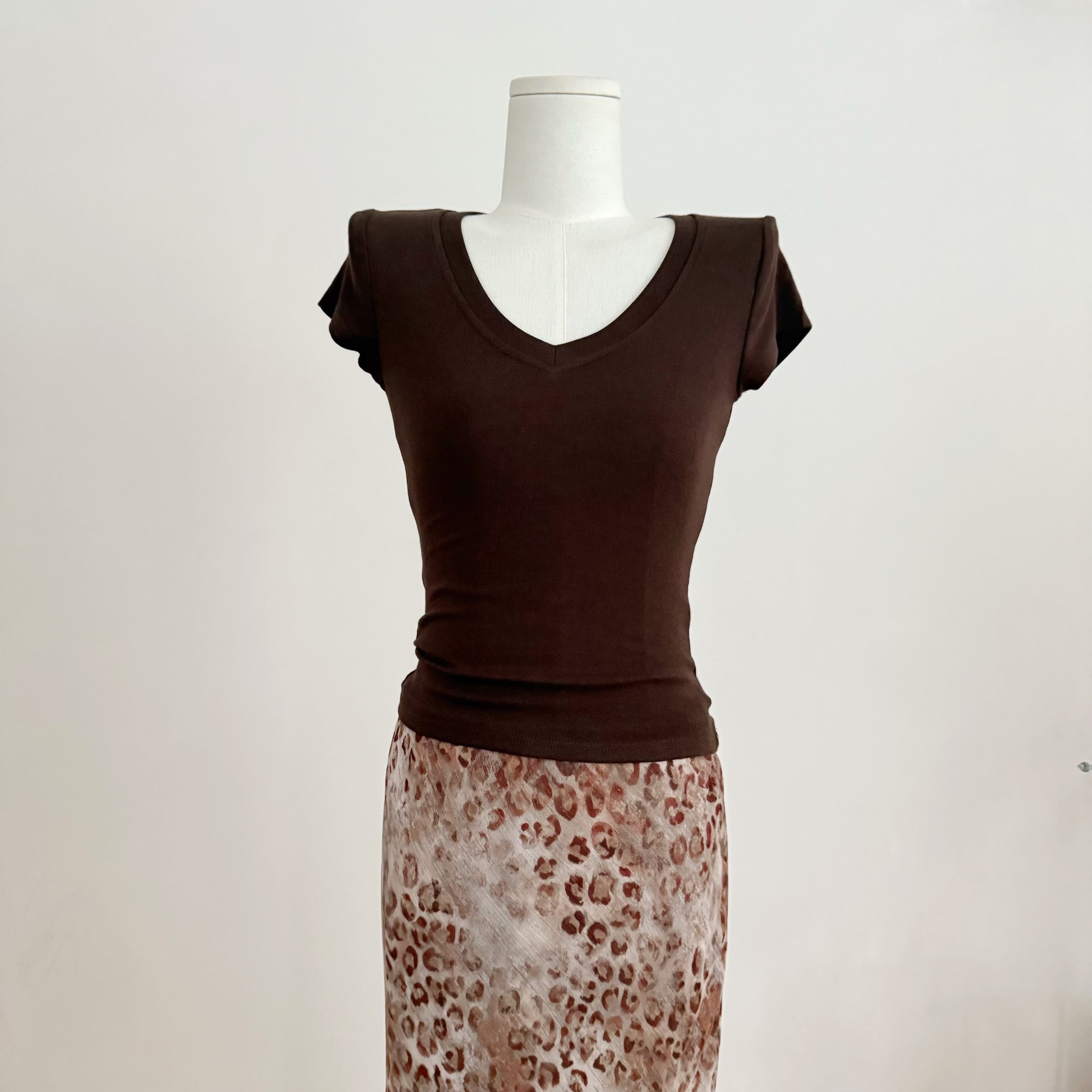Women's V-Neck Slim Fit Stretch Short Sleeve T-Shirt - Casual Summer Top - Image 5