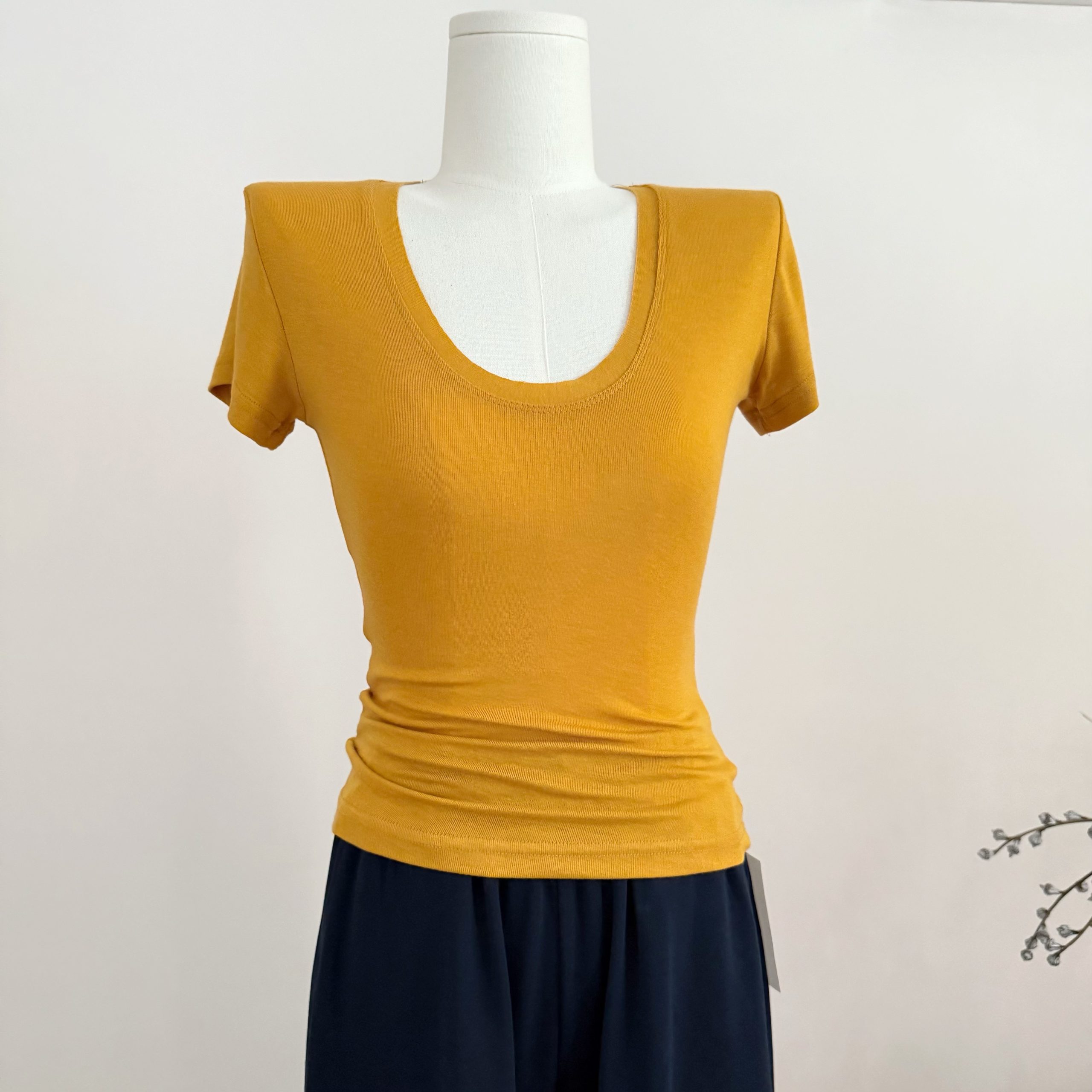 Women's Summer Lyocell Wool Short Sleeve T-Shirt Slim Fit Basic Top - Image 4
