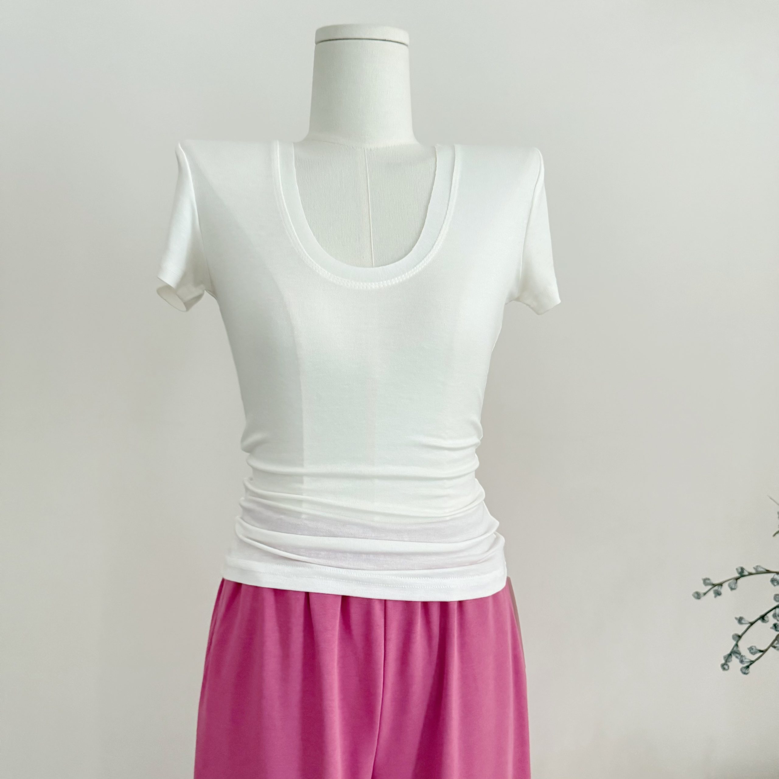 Women's Summer Lyocell Wool Short Sleeve T-Shirt Slim Fit Basic Top - Image 3
