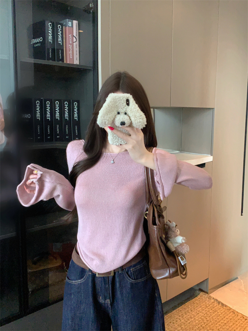 Women's Flared Sleeve Long Sleeve Knit Sweater Top