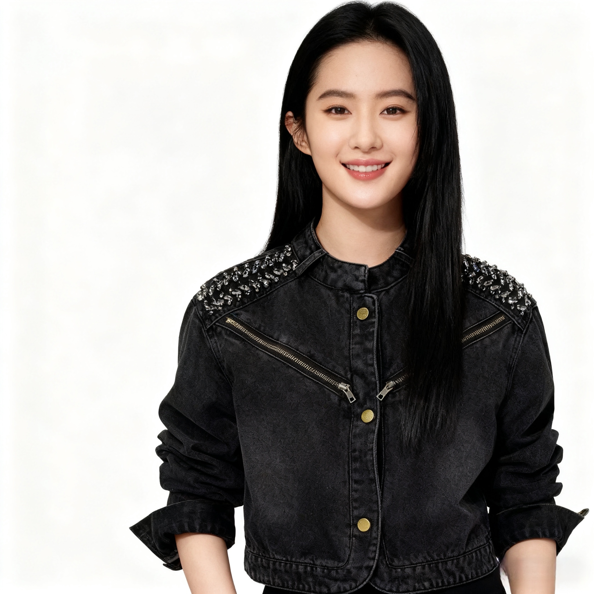 New Heavy Beaded High Quality Minimalist Fashion European Style Denim Top Jacket - Image 5
