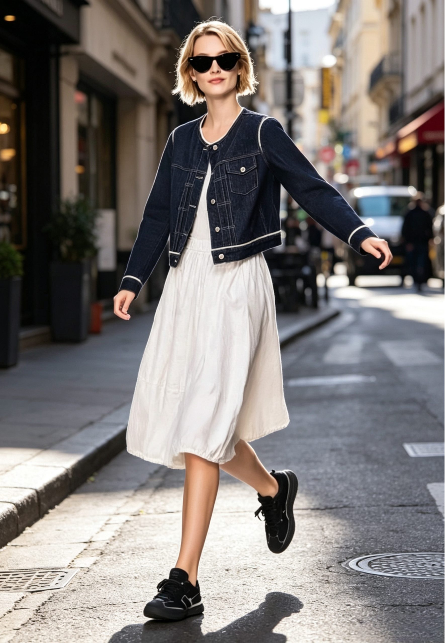 Women's Color-Block Denim Jacket Button Front Elegant Fall 2026 - Image 2