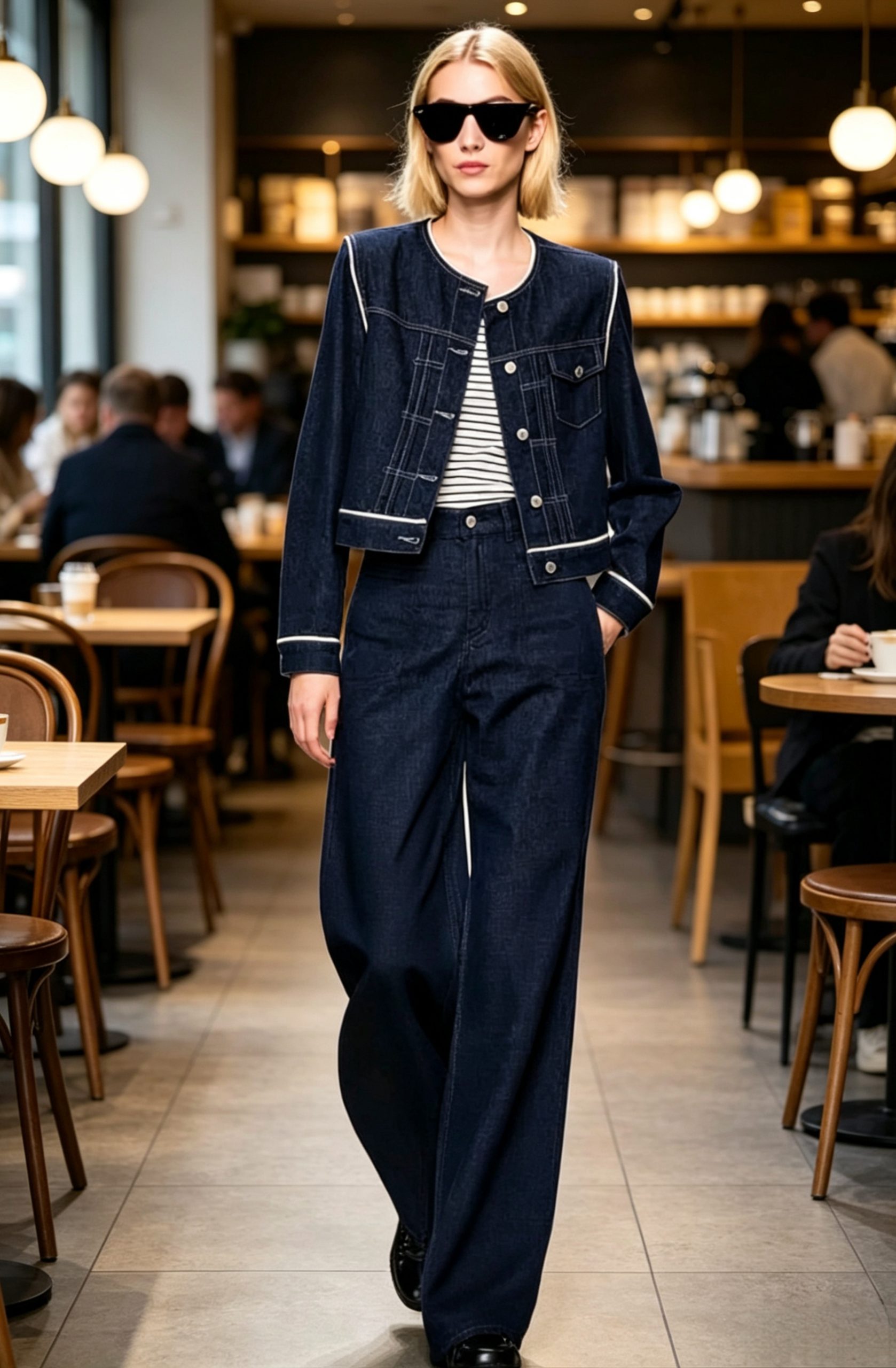 Women's Color-Block Denim Jacket Button Front Elegant Fall 2026