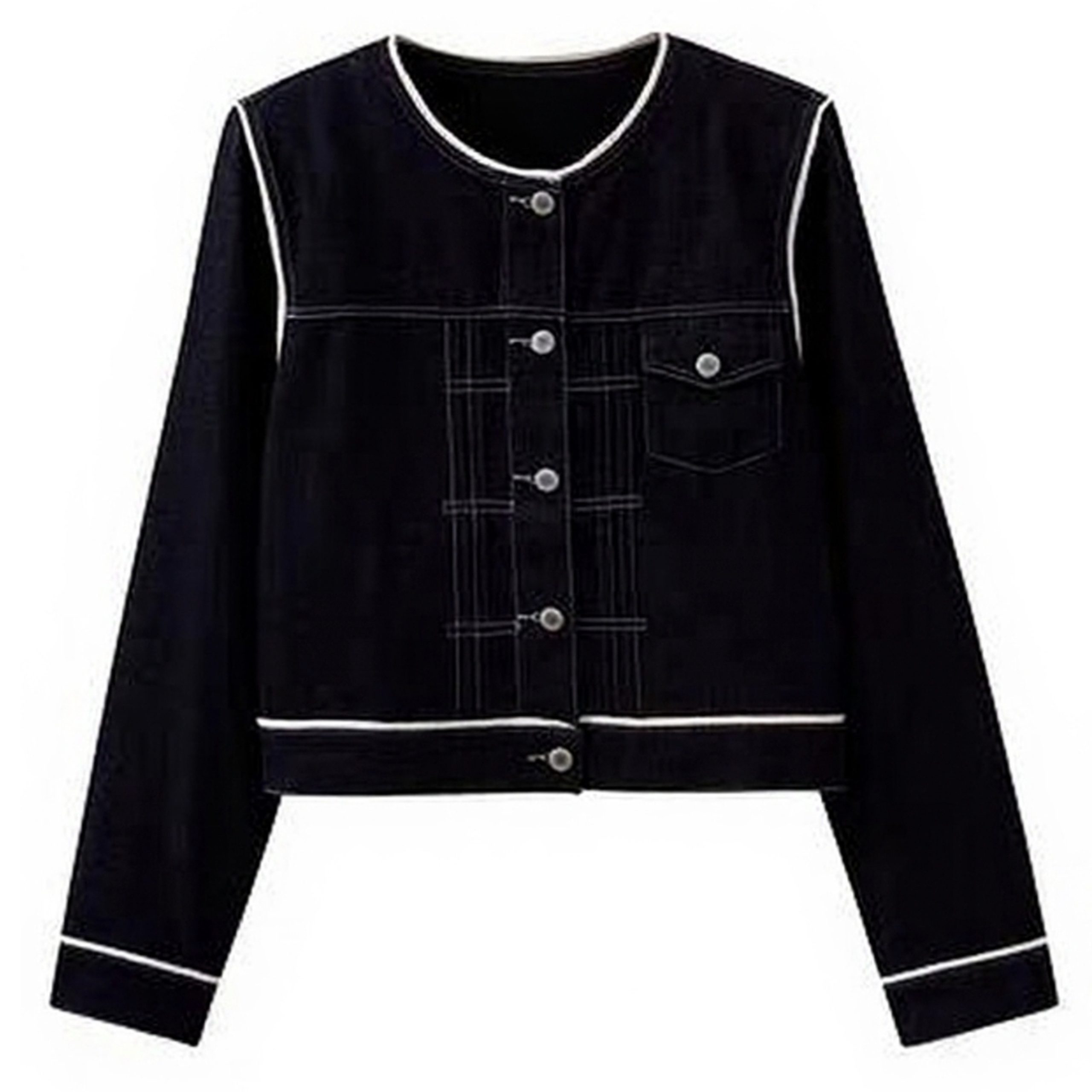 Women's Color-Block Denim Jacket Button Front Elegant Fall 2026 - Image 5