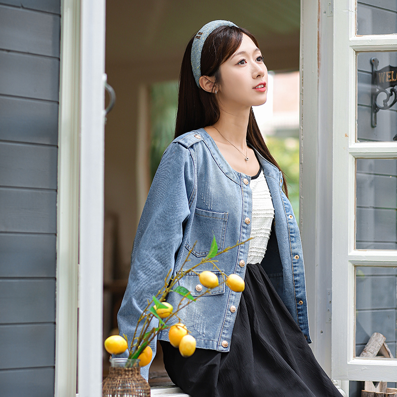 Women's Retro Loose Denim Jacket with Long Sleeves - Korean Style Fall Winter - Image 2