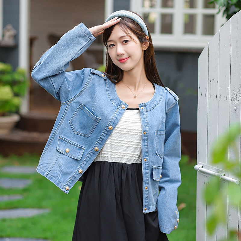 Women's Retro Loose Denim Jacket with Long Sleeves - Korean Style Fall Winter - Image 3