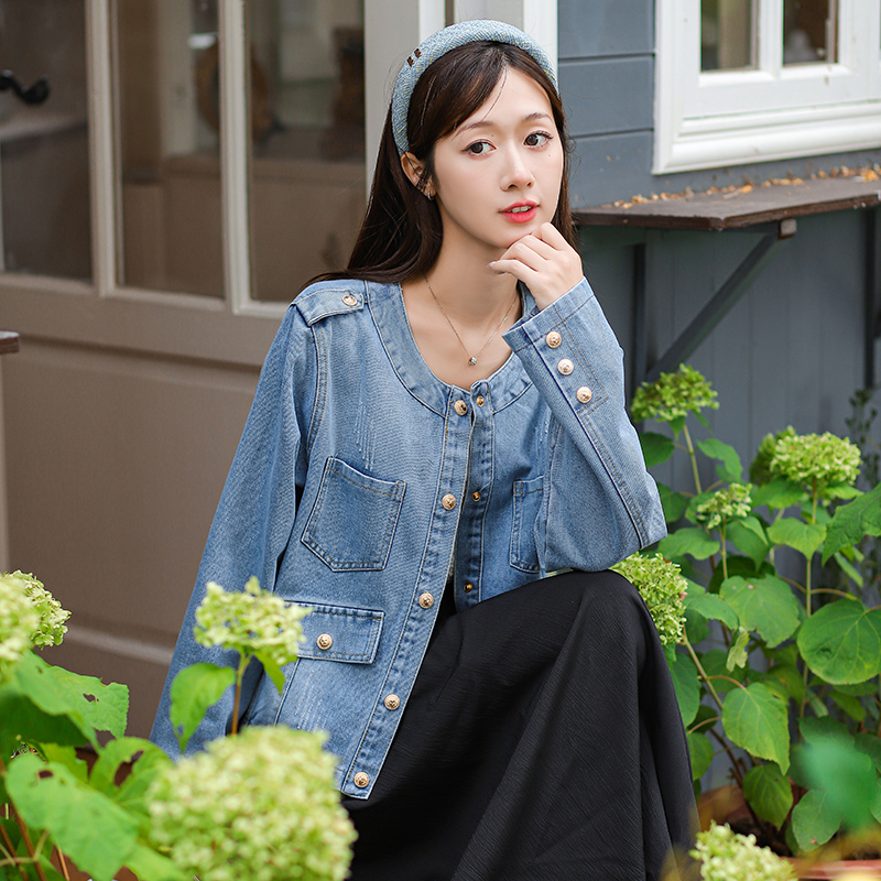Women's Retro Loose Denim Jacket with Long Sleeves - Korean Style Fall Winter - Image 4