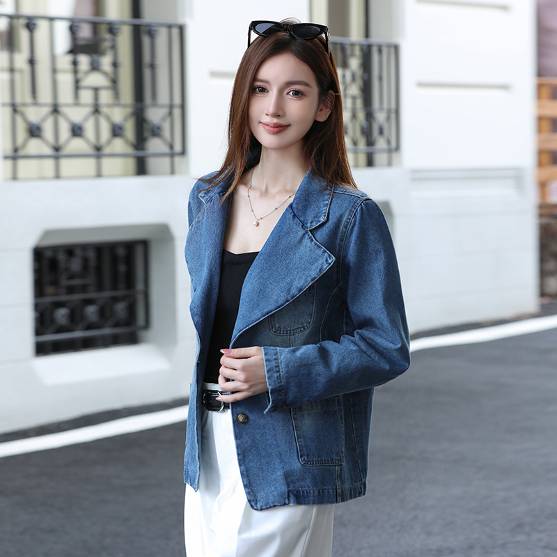 Women's Retro Korean Style Loose Slimming Denim Blazer Jacket - Image 4